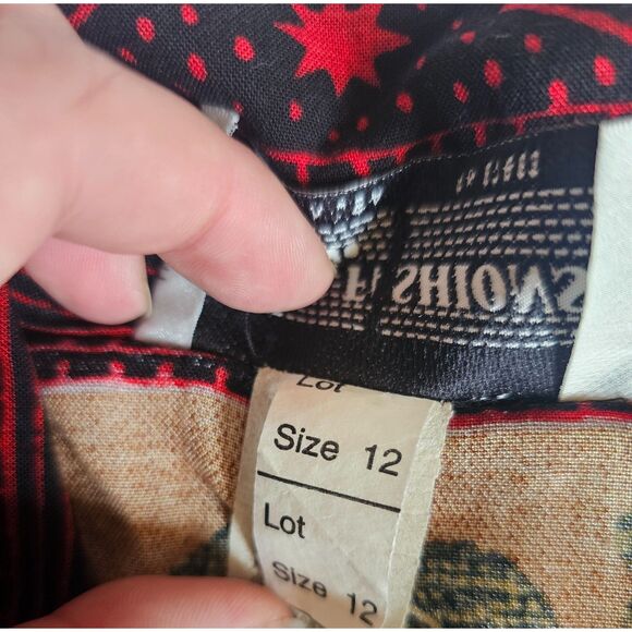 Vintage Boho Chic Camel Print Button-Up Shirt Sz 12 By S.L. Fashions Relaxed Fit - Picture 10 of 12